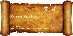 Kozma Apolló névjegykártya